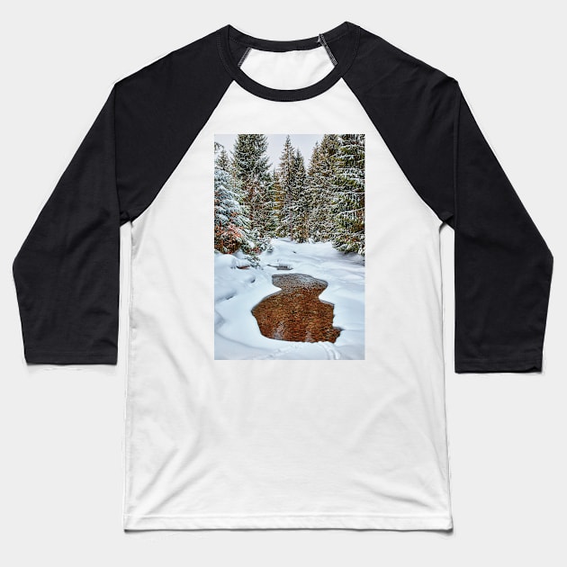 Mountain river in the winter Baseball T-Shirt by naturalis